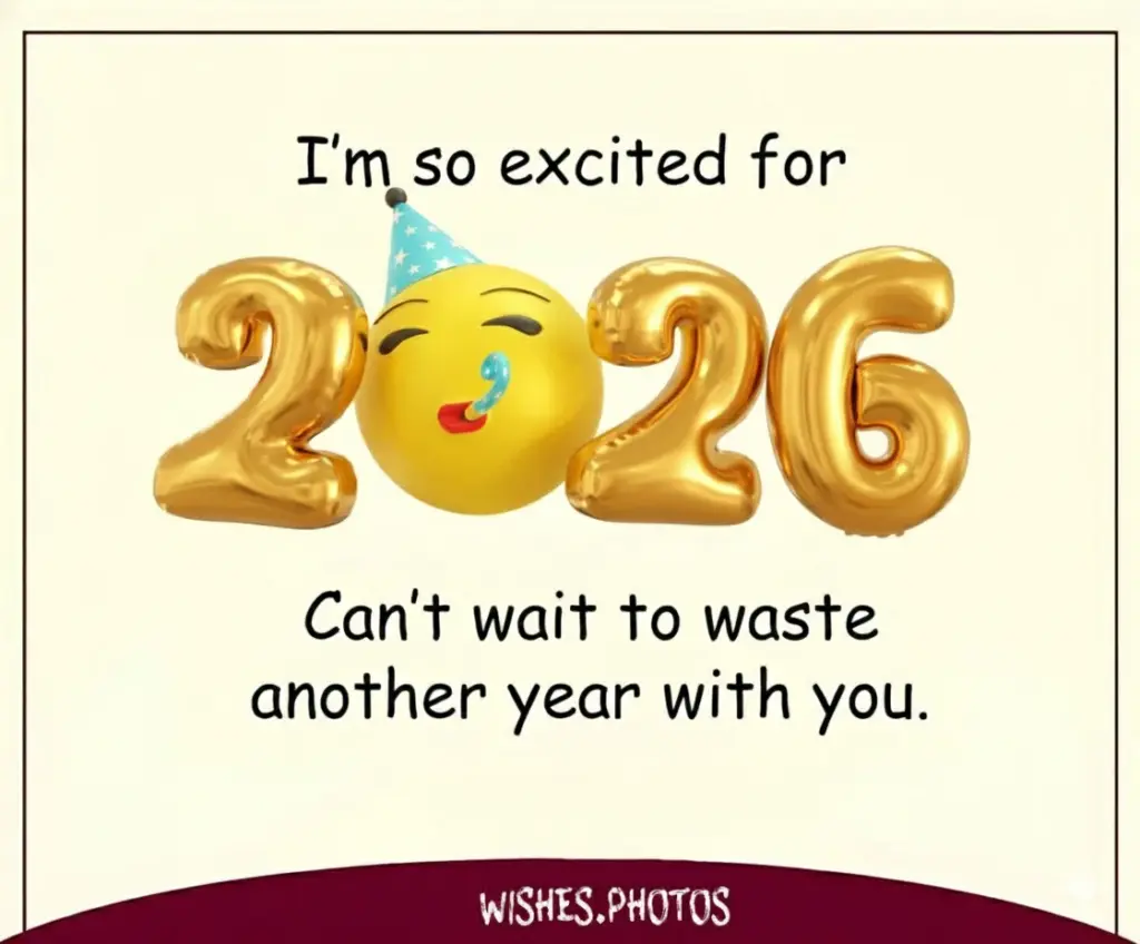 Funny New year wishes ^ I'm so excited for 2026 Can't wait to waste another year with you